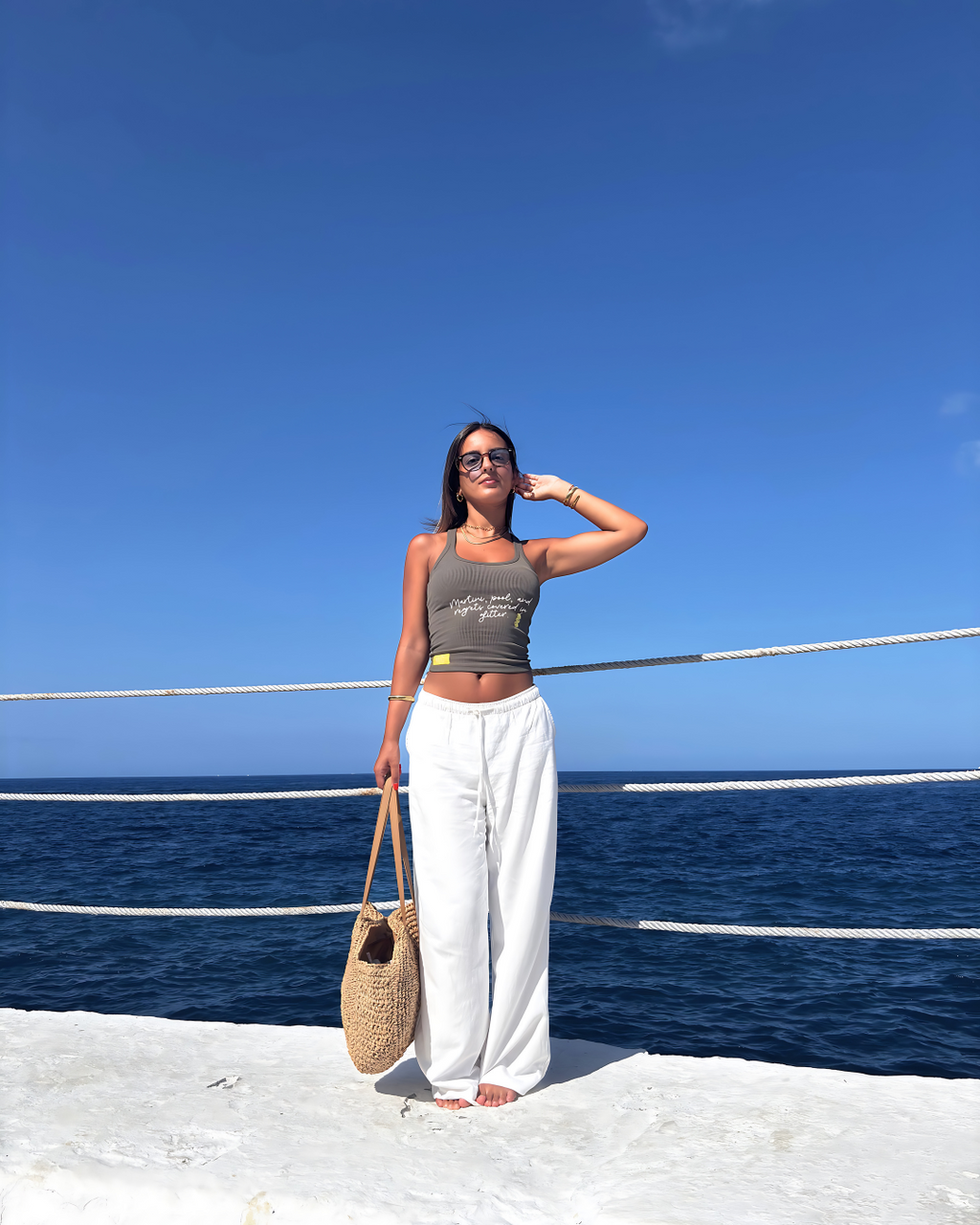 "Martini, pool, and regrets covered in glitter."